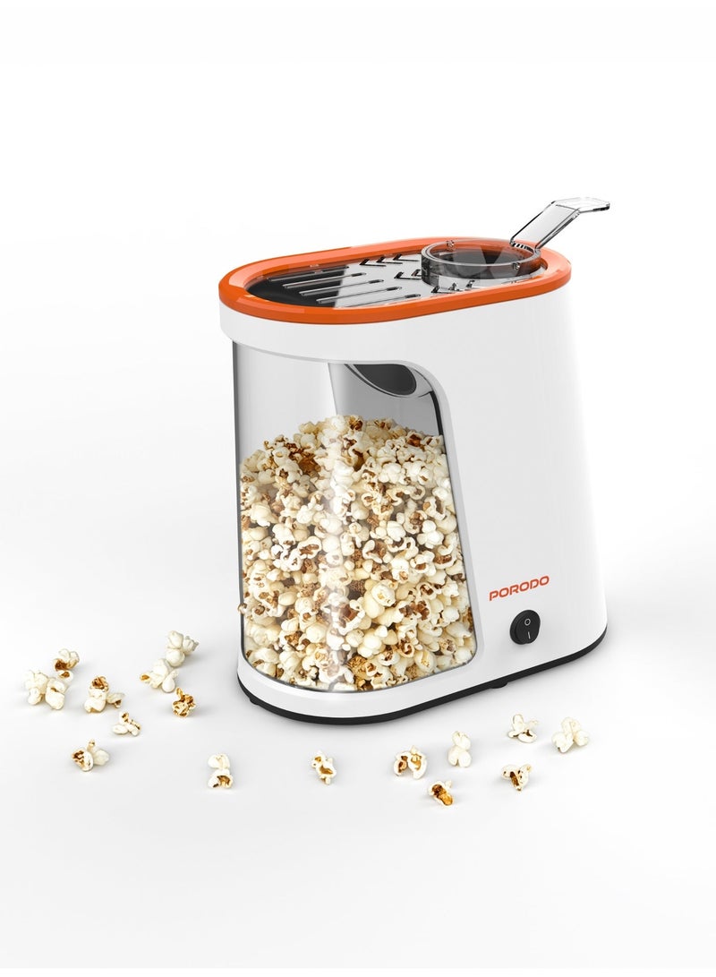 بورودو صانعة الفشار مع خزان قابل للفصل / آلة صنع الفشار بدون زيت / قوة 1200 واط / وجبة خفيفة صحية / آلة صنع الفشار بالهواء الساخن / سعة حبات الذرة 60 جرام - أبيض وبرتقالي - Image 1